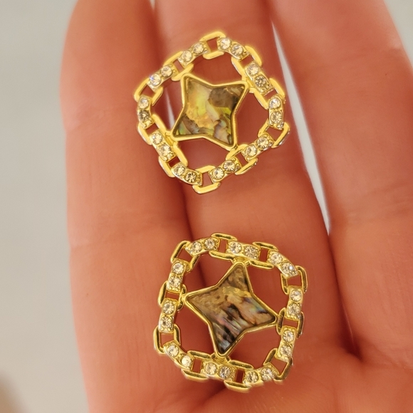 New Gold Wrapped Abalone Shell Stud Earrings. - Picture 16 of 16